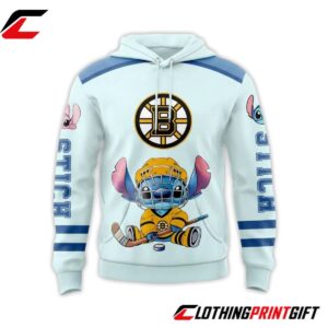 Boston Bruins x Stitch Angel 2026 Collection Hockey Pullover Hoodie Clothingprintgift 2
