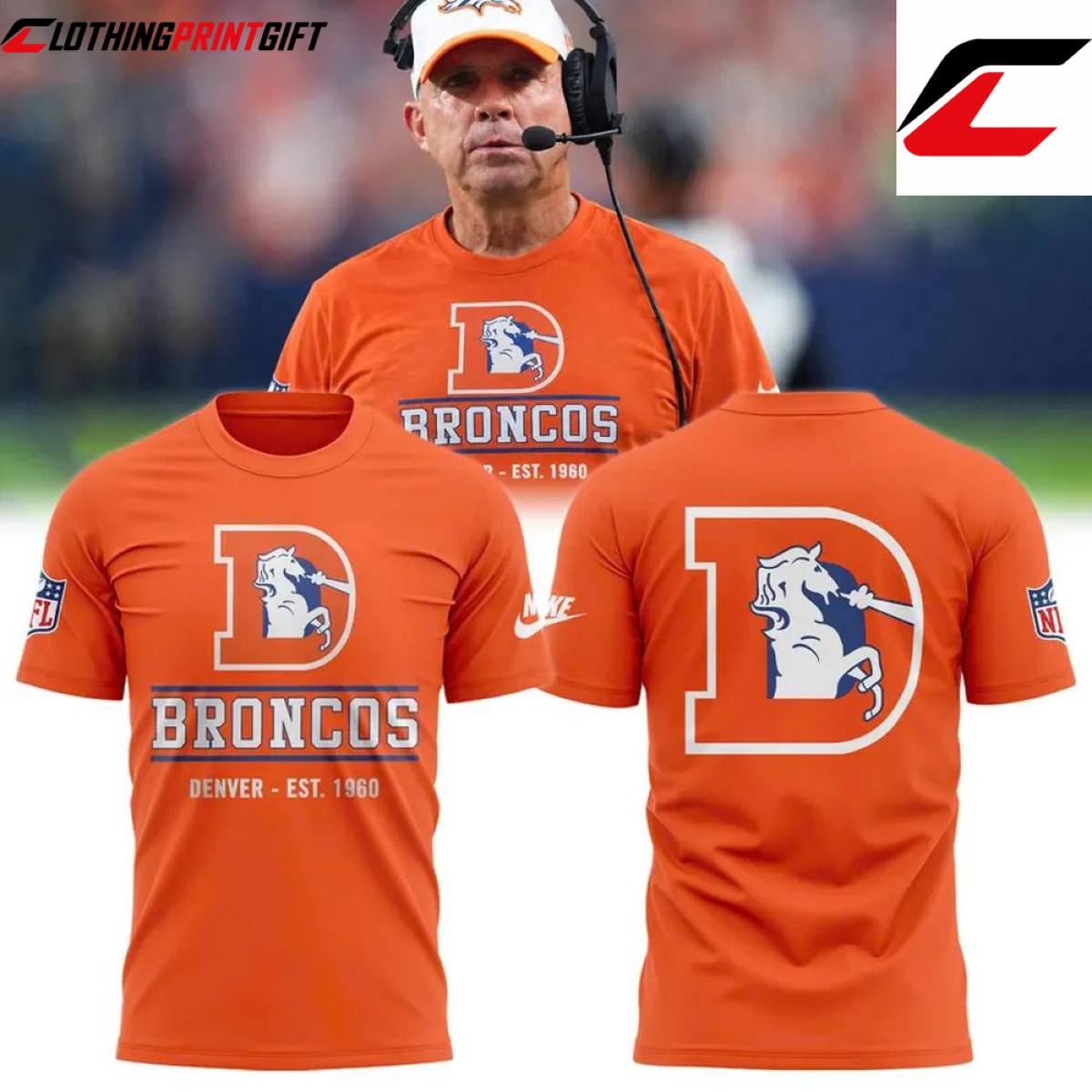 Denver Broncos 2026 Throwback Sideline Football Fan T Shirt Clothingprintgift 1