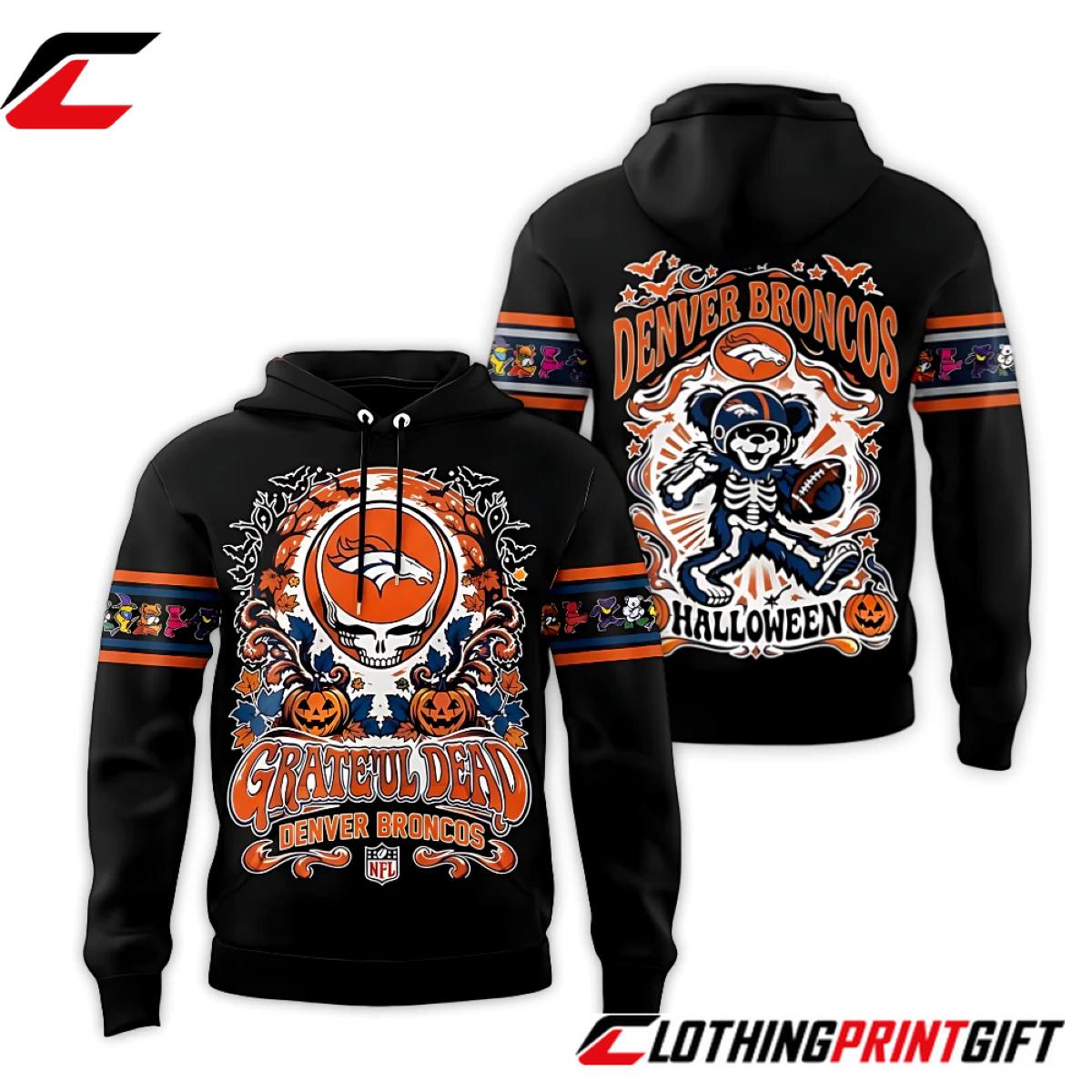Denver Broncos x Grateful Dead 2026 Halloween Special Edition Football Fan Hoodie Clothingprintgift 1