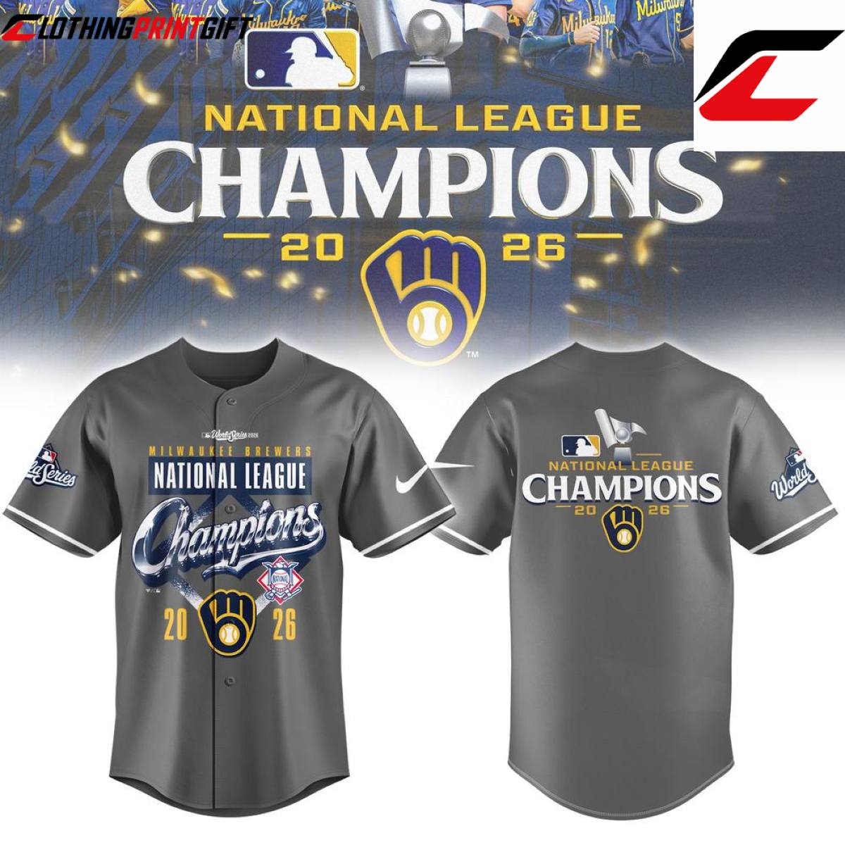 Milwaukee Brewers 2026 National League Champions Baseball Fan Jersey Clothingprintgift 6