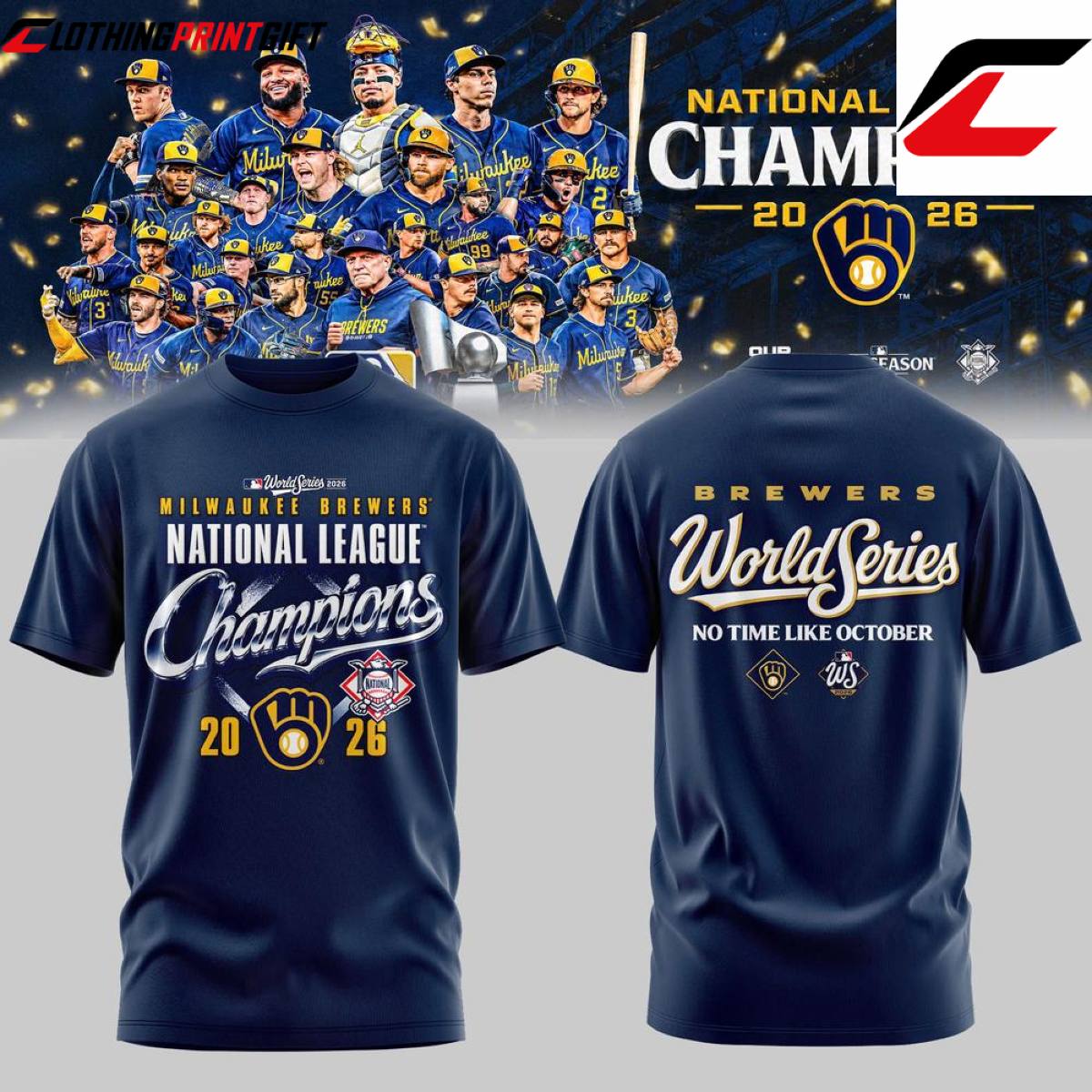 Milwaukee Brewers 2026 National League Champions Baseball Fan T Shirt Clothingprintgift 1