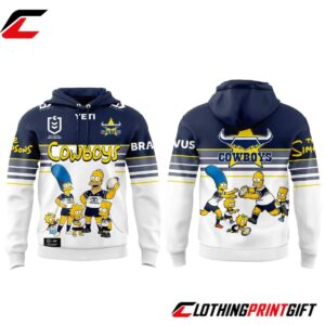 North Queensland Cowboys 2026 The Simpsons Inspired Rugby League Fan Hoodie